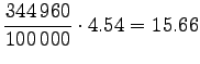 $\displaystyle \frac{344\,960}{100\,000} \cdot 4.54 = 15.66$