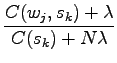 $\displaystyle \frac{C(w_j,s_k)+\lambda}{C(s_k)+N\lambda}$